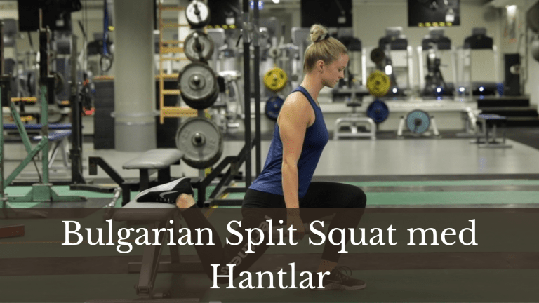 Kvinna utför Bulgarian Split Squat med hantlar