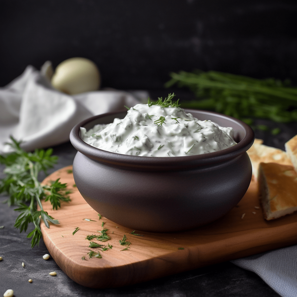 grekisk tzatziki somserveras i en skål