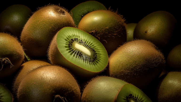 Skivad kiwi på en skärbräda